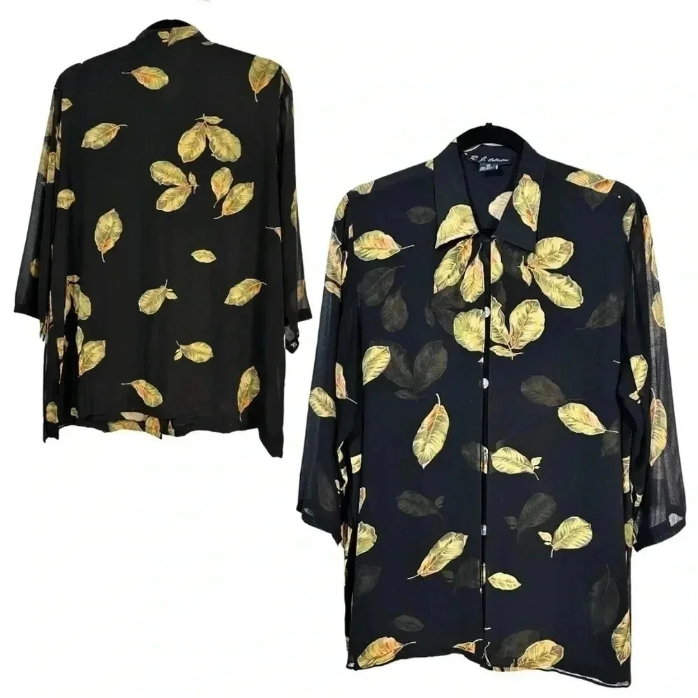 Vintage R.J Collection button down blouse size:M 100% Silk